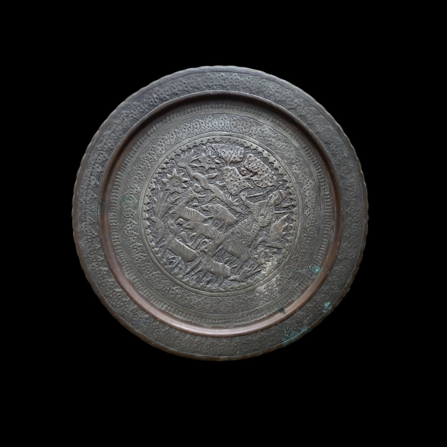 Qajar Silvered Copper Tray - Shepherd Scene