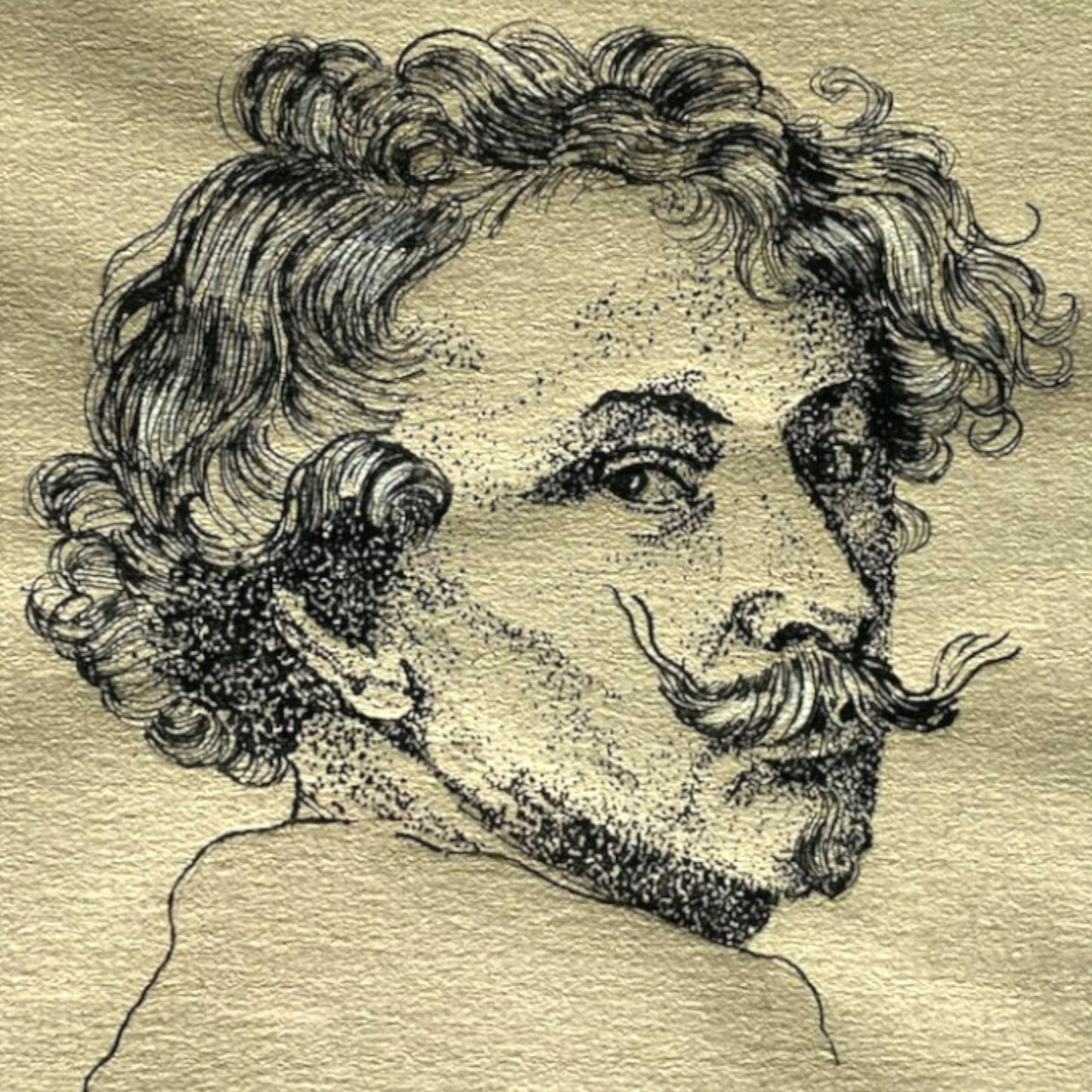 Midcentury Ink Drawing of Anthony van Dyke
