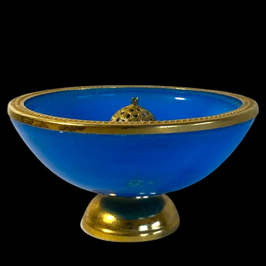 Vintage Italian Opaline Ring Dish with Gilt Bronze Finial