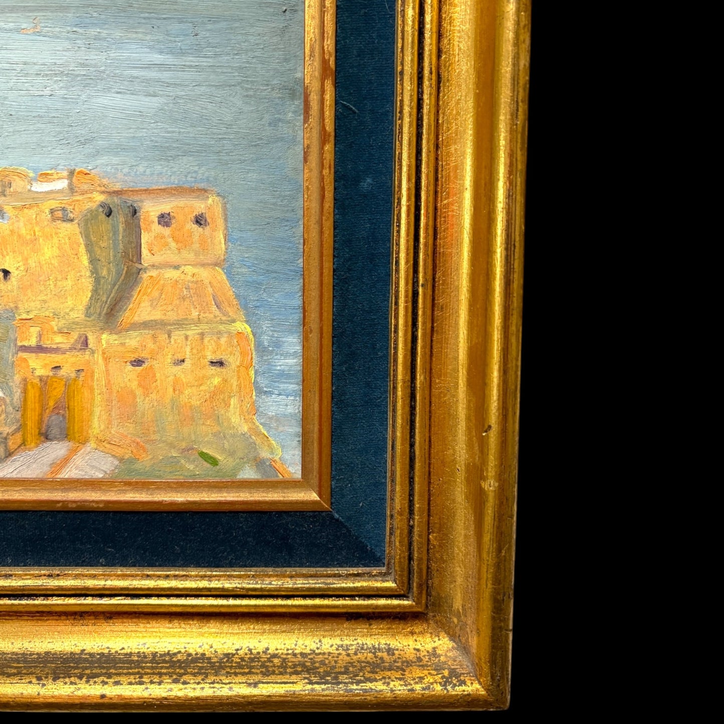 Midcentury Mediterranean Fortress Oil Painting