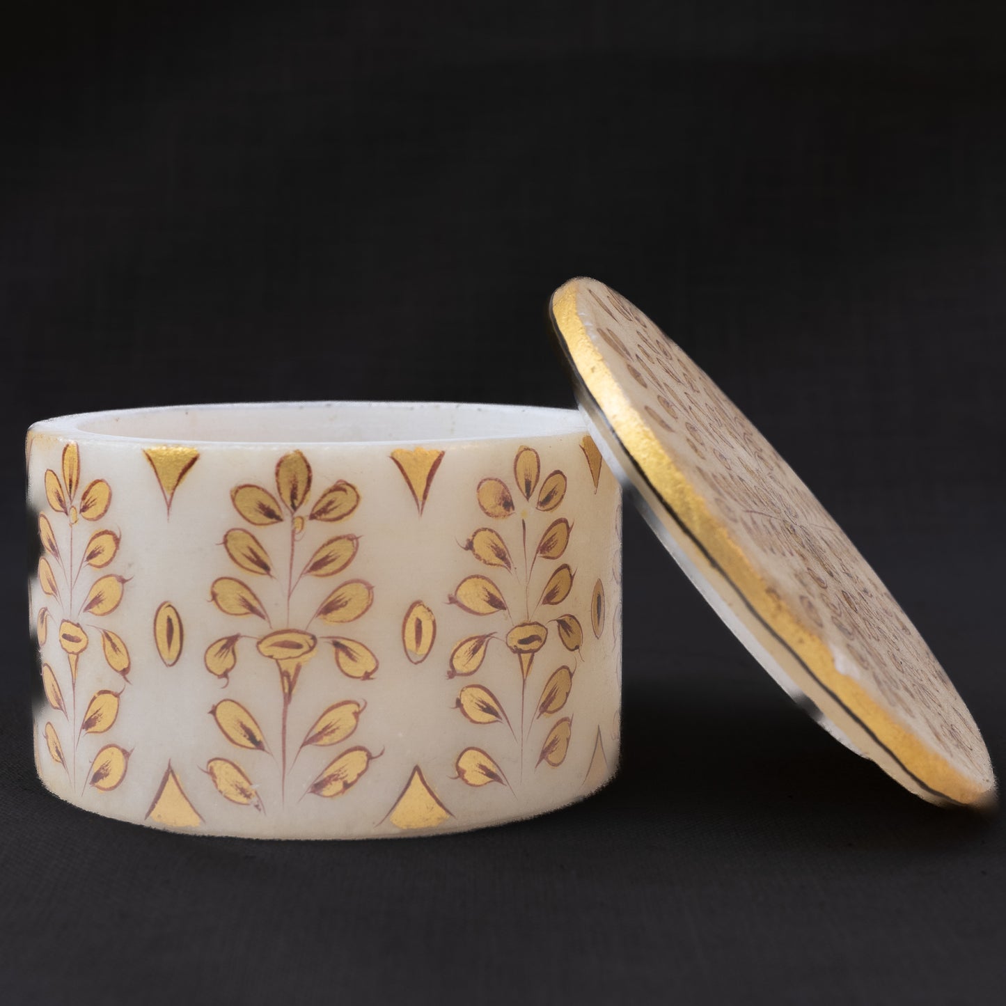 Mughal-Inspired Marble Hand-Painted Trinket Box