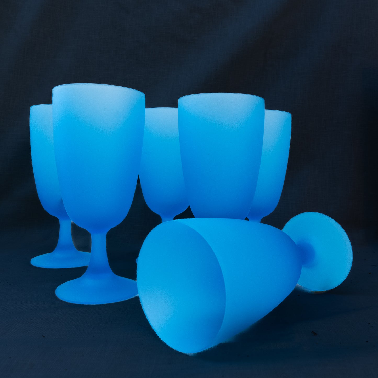 Set of Six Mid-Century Italian Opaline Goblets
