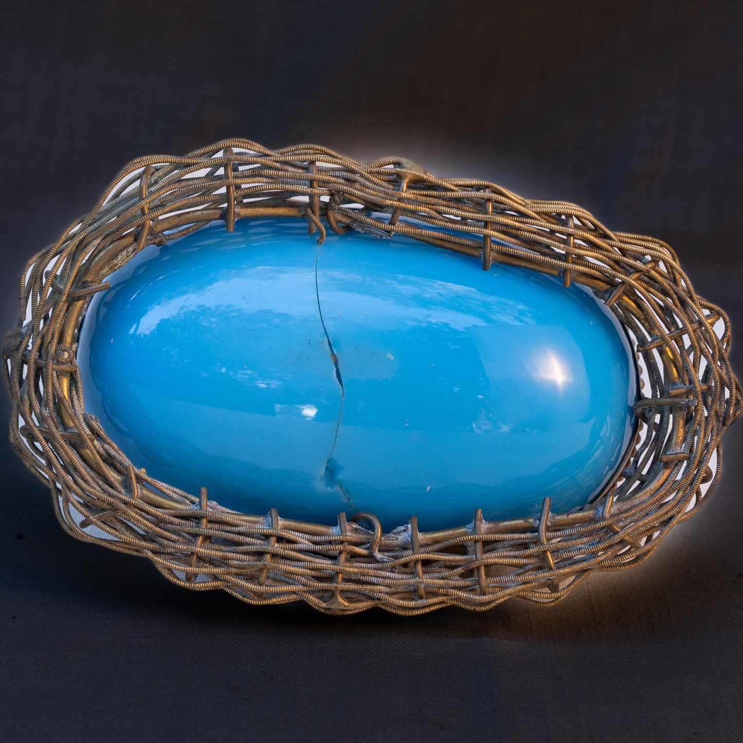 French Blue Opaline Egg in Nest