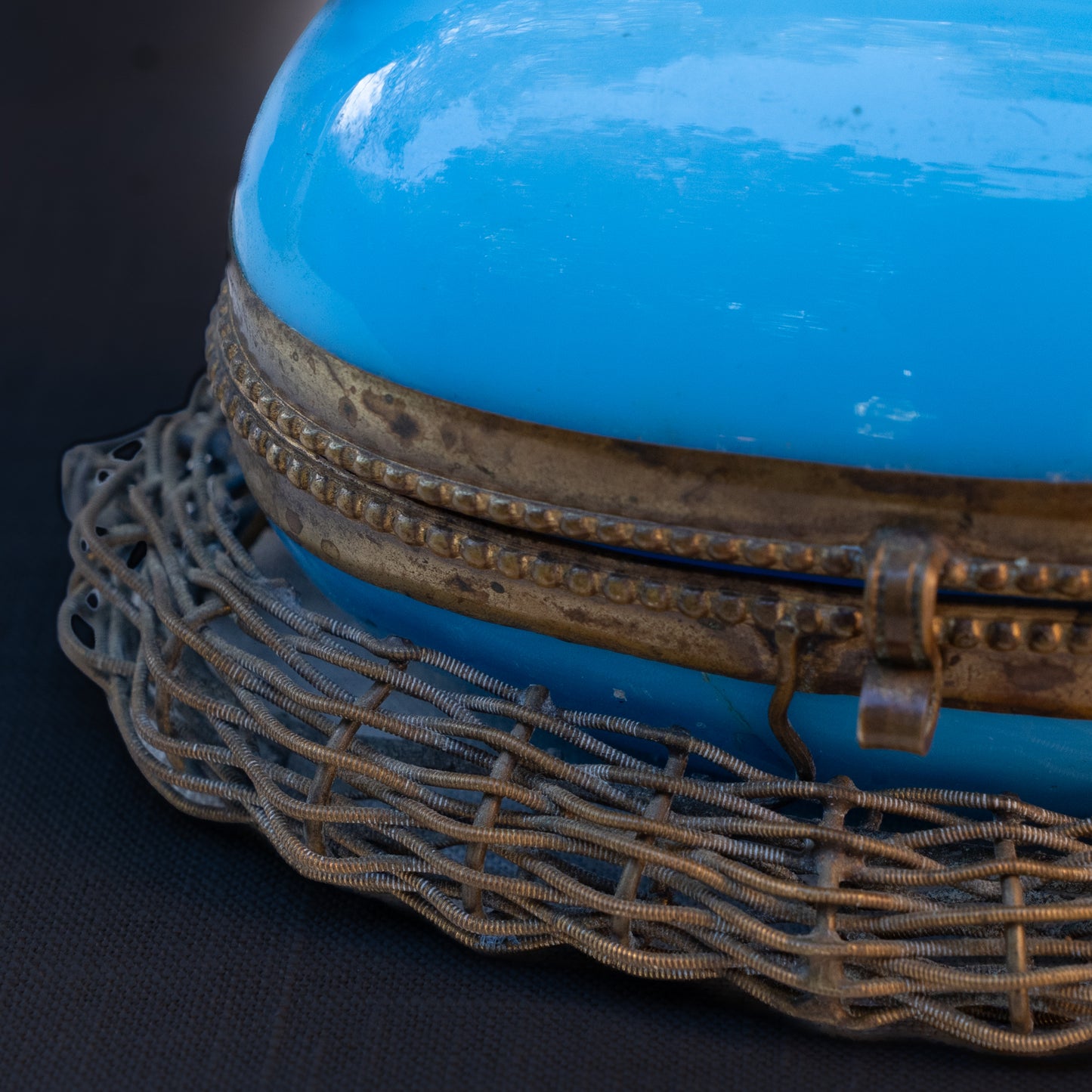 French Blue Opaline Egg in Nest