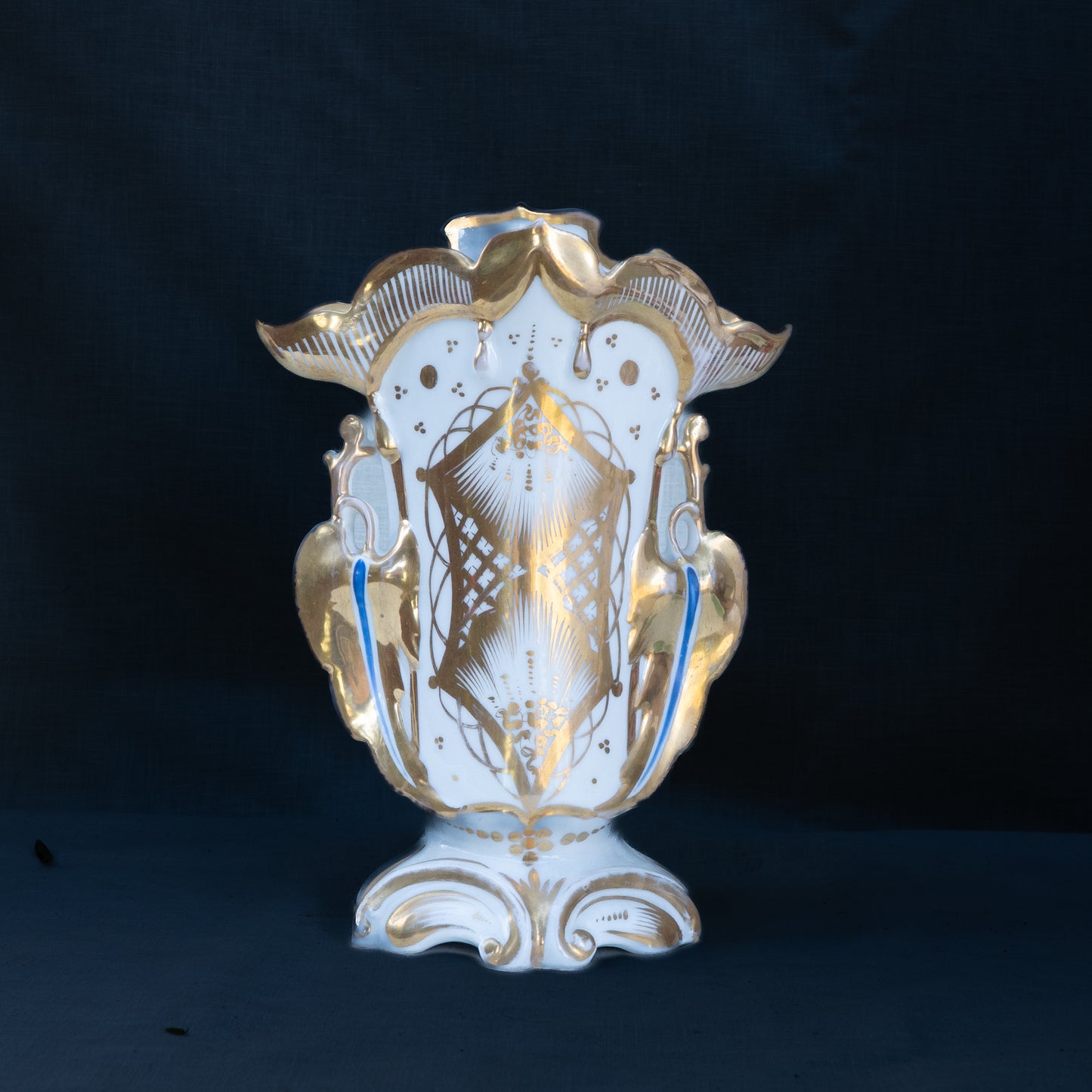 French Rococo Revival Porcelain Vase with Gilt Detailing