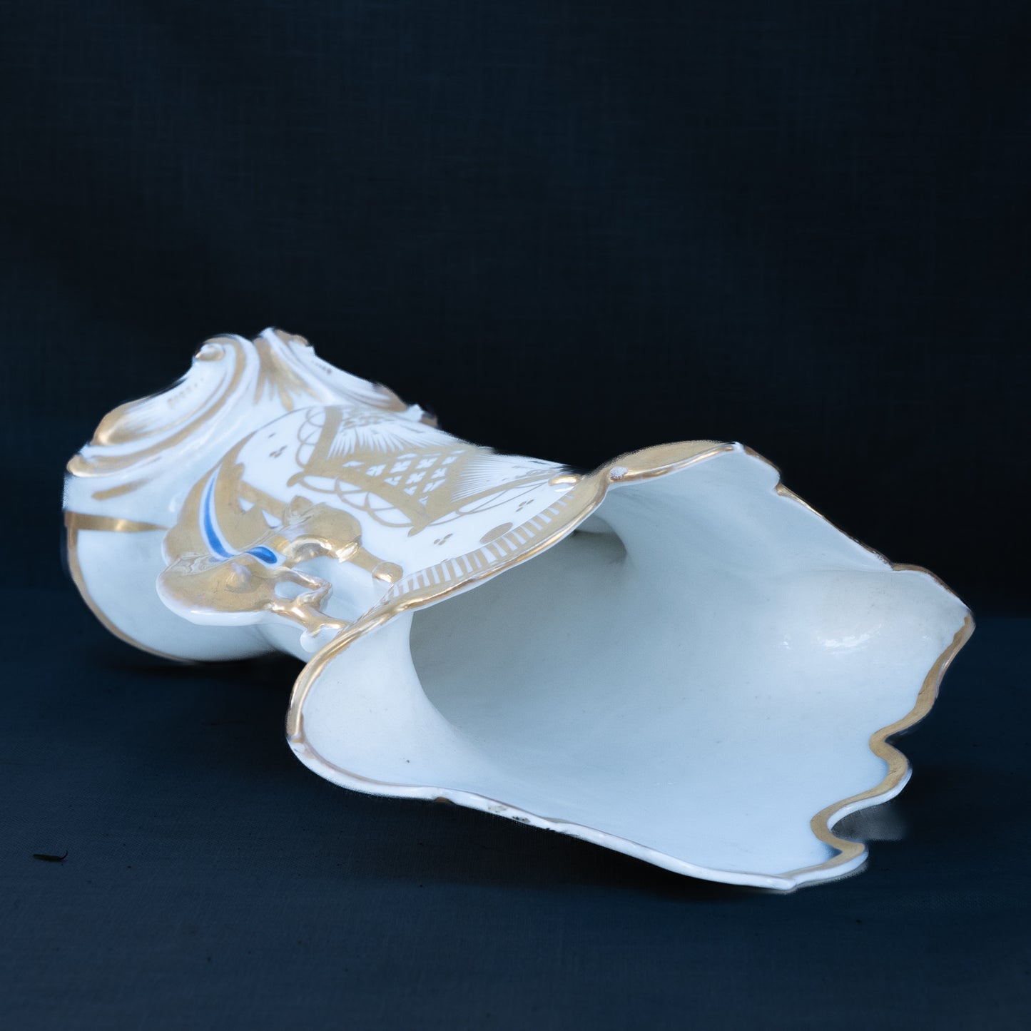 French Rococo Revival Porcelain Vase with Gilt Detailing