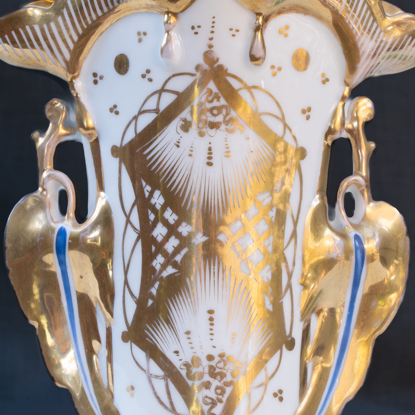 French Rococo Revival Porcelain Vase with Gilt Detailing