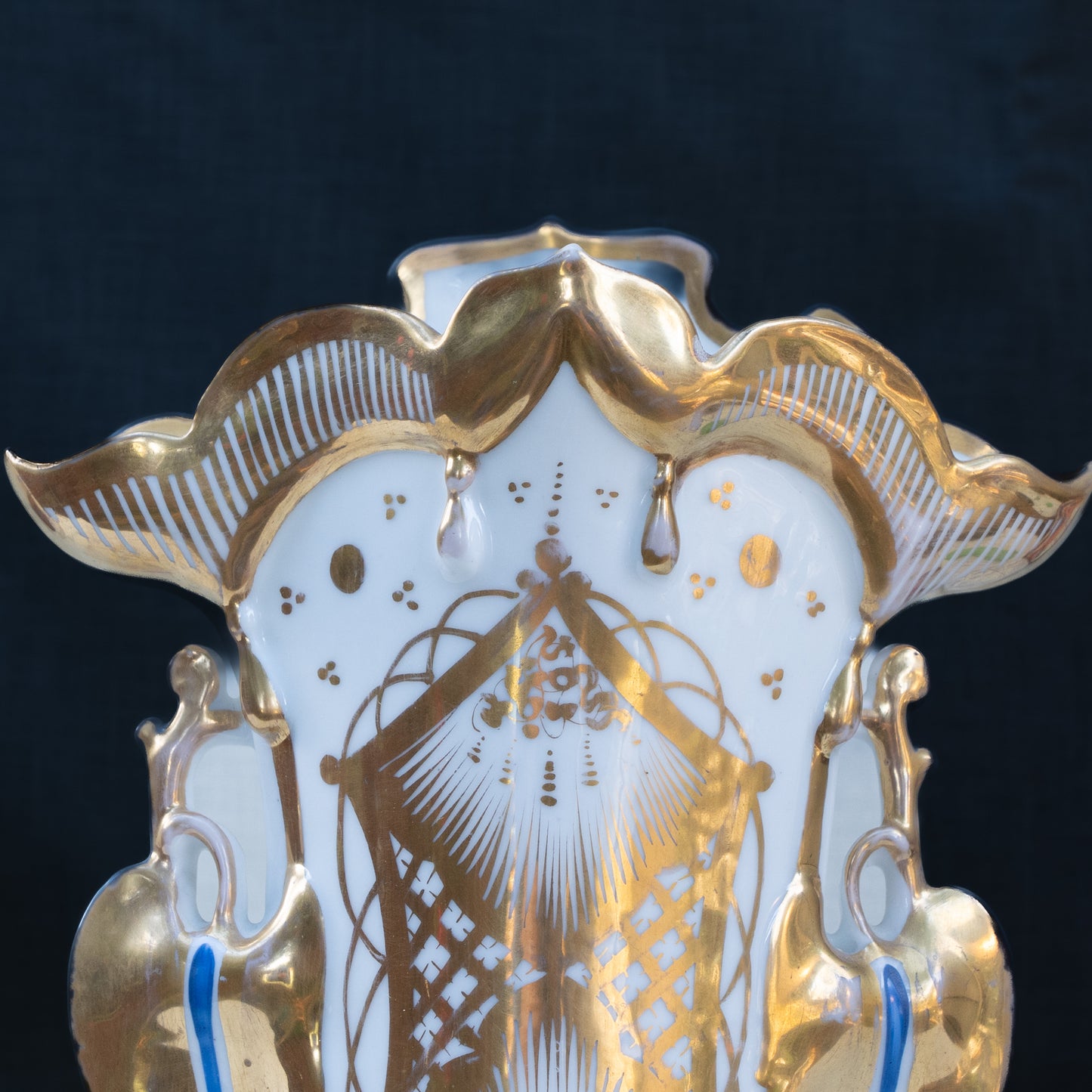 French Rococo Revival Porcelain Vase with Gilt Detailing