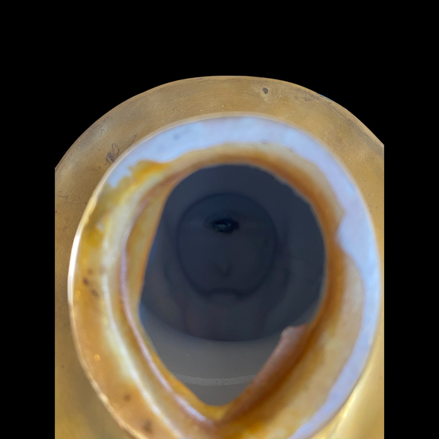 Egyptian Revival Porcelain Falcon Head with Brass Crown