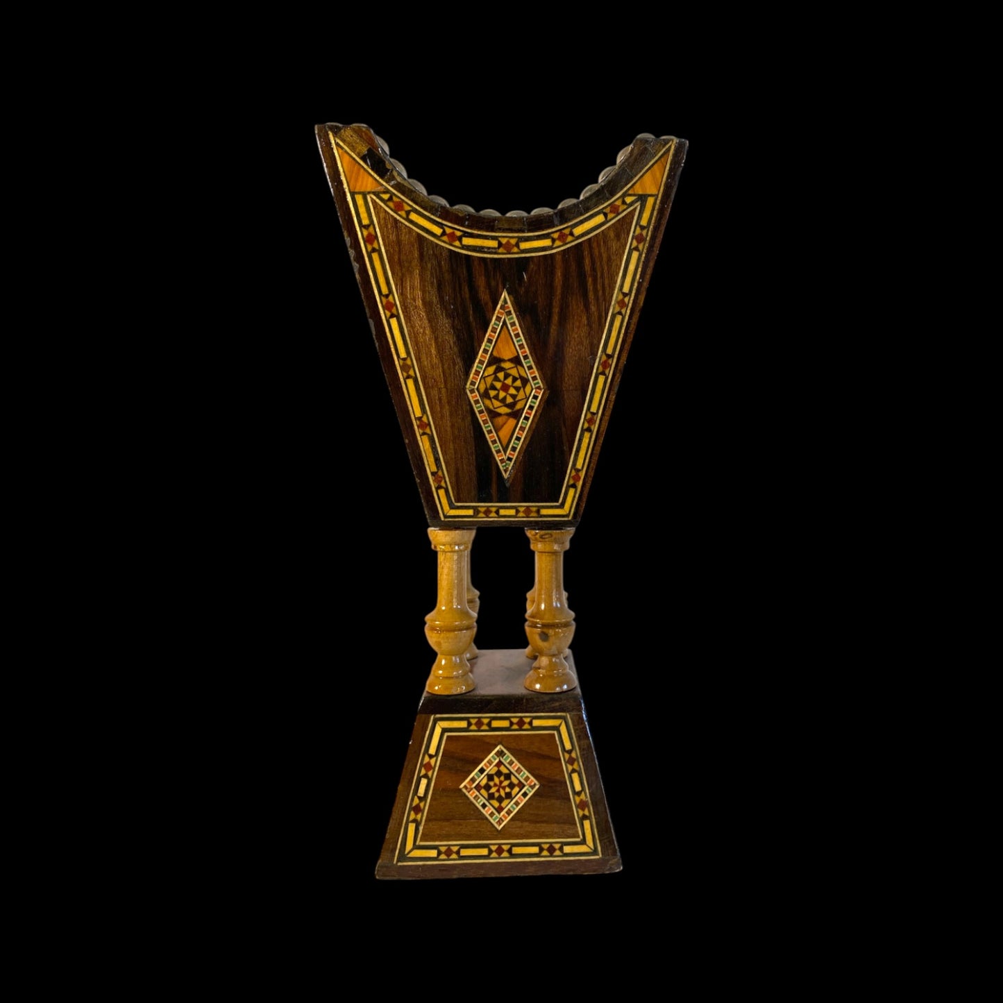 Damascus-Style Arabic Incense Burner - Wood & Metal