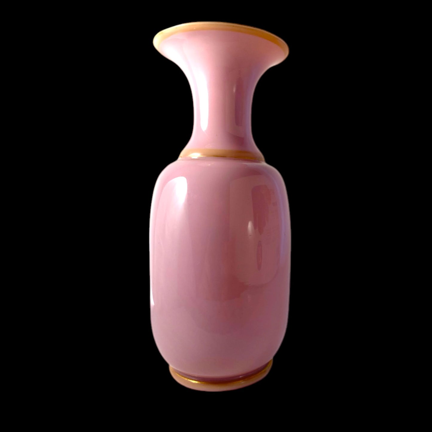 Vintage French Opaline Vase with Hand-Painted Florals