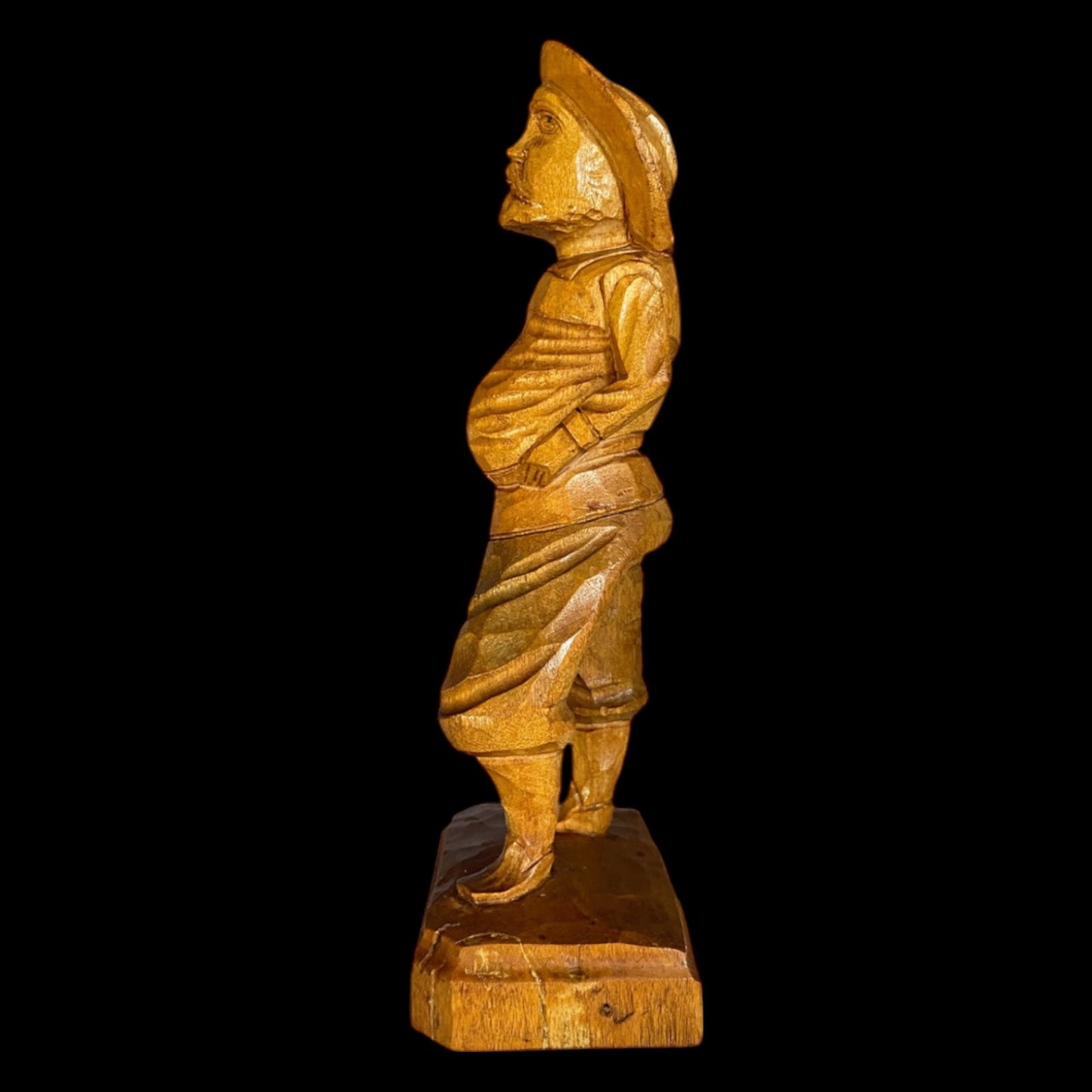 German Folk Art Whittled Man in Hat