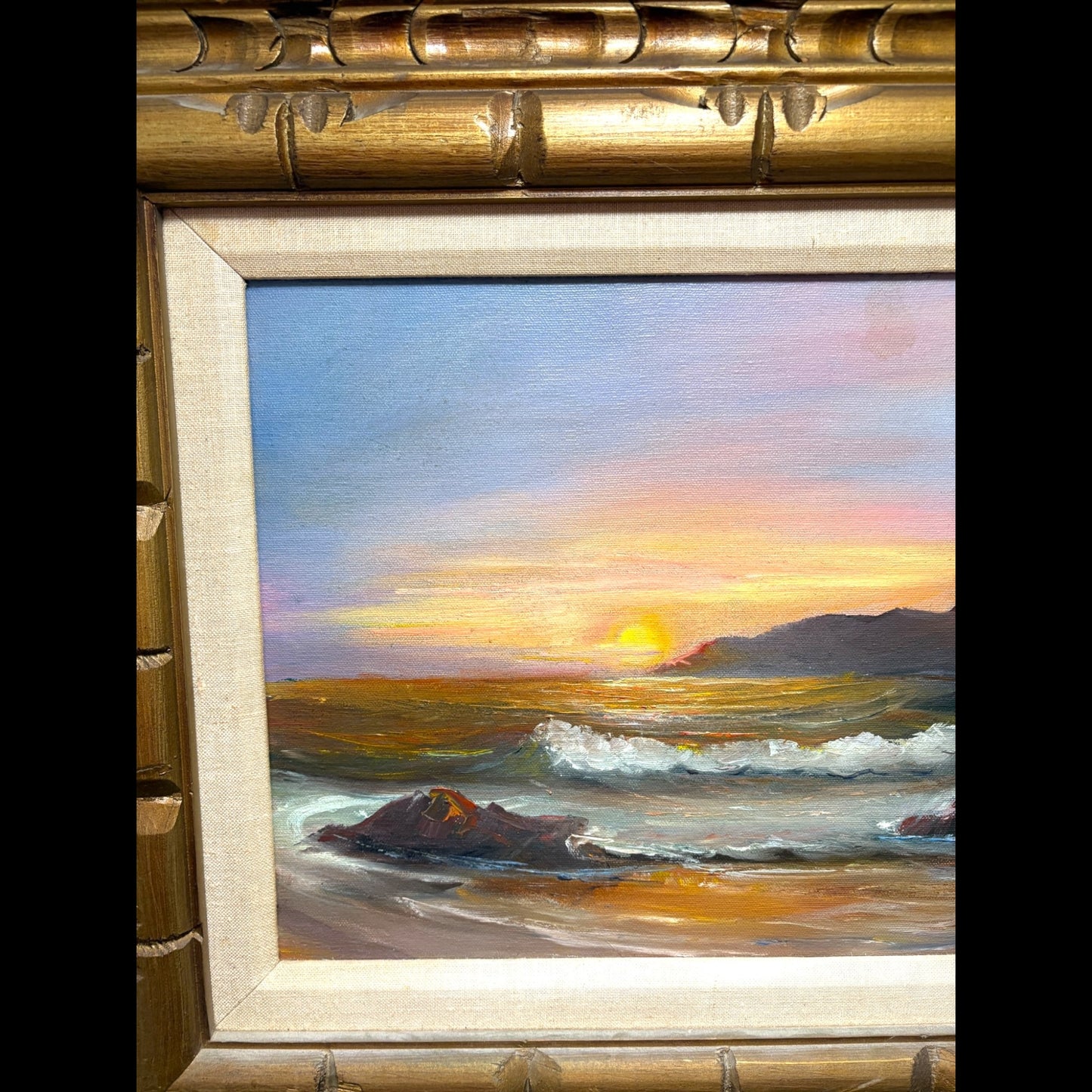 Roberts Signed Seascape Oil Painting - Sunset