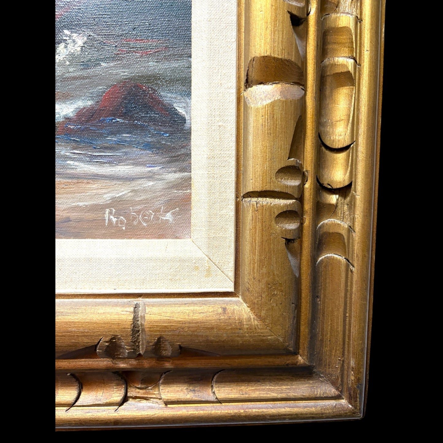 Roberts Signed Seascape Oil Painting - Sunset