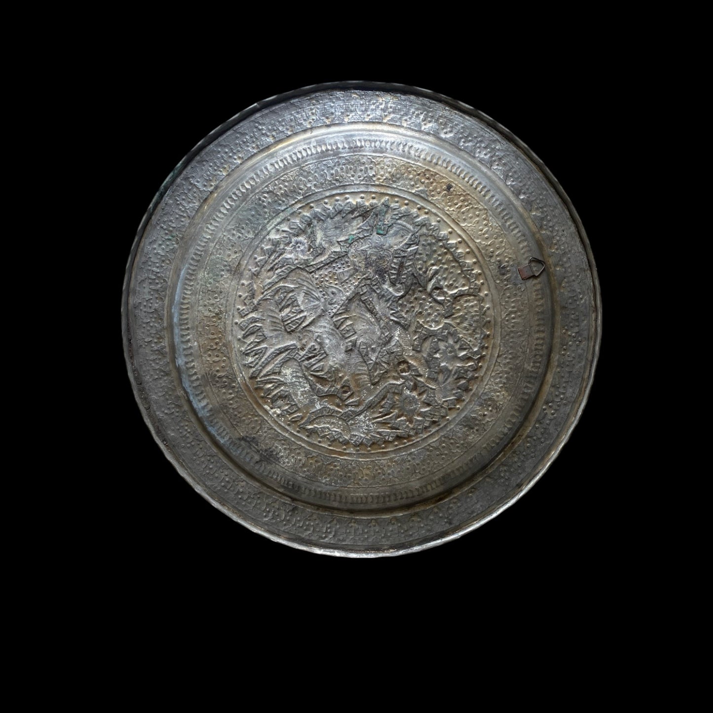Qajar Silvered Copper Tray - Shepherd Scene