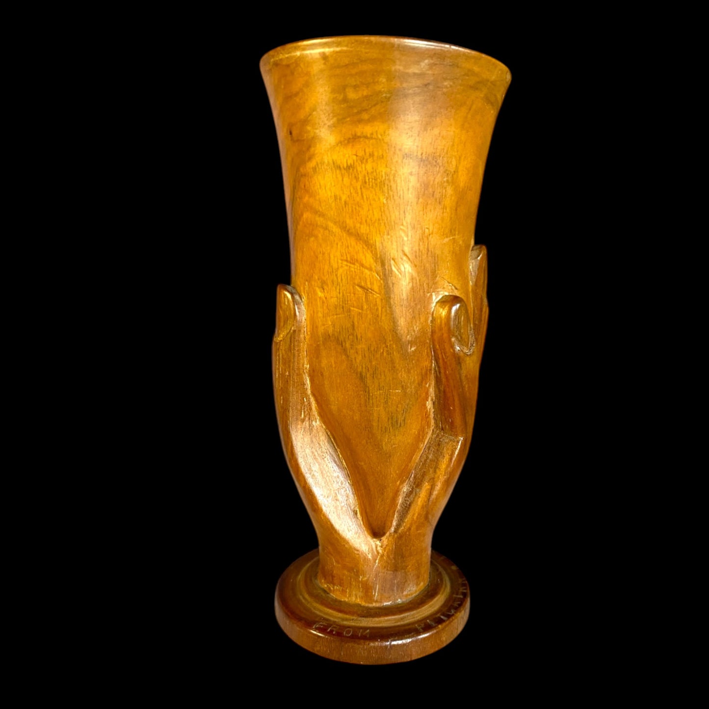 Midcentury Pacific Hardwood Carved Vase