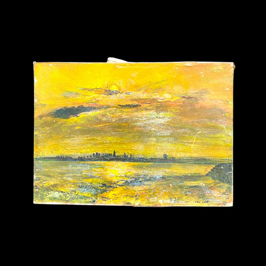 Dutch Landscape Painting on Board - Midcentury