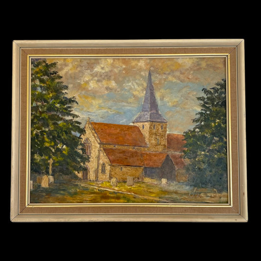 Vintage British Church Oil Painting - Artist's Board