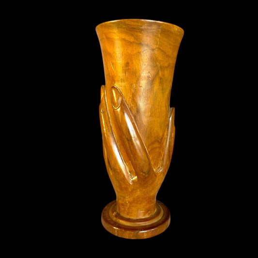 Midcentury Pacific Hardwood Carved Vase