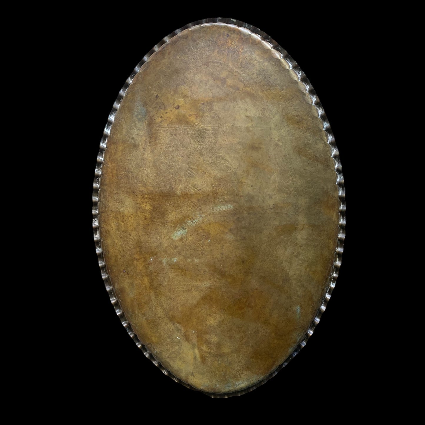 Ottoman Brass Tray - Hand-Hammered Mosque Design
