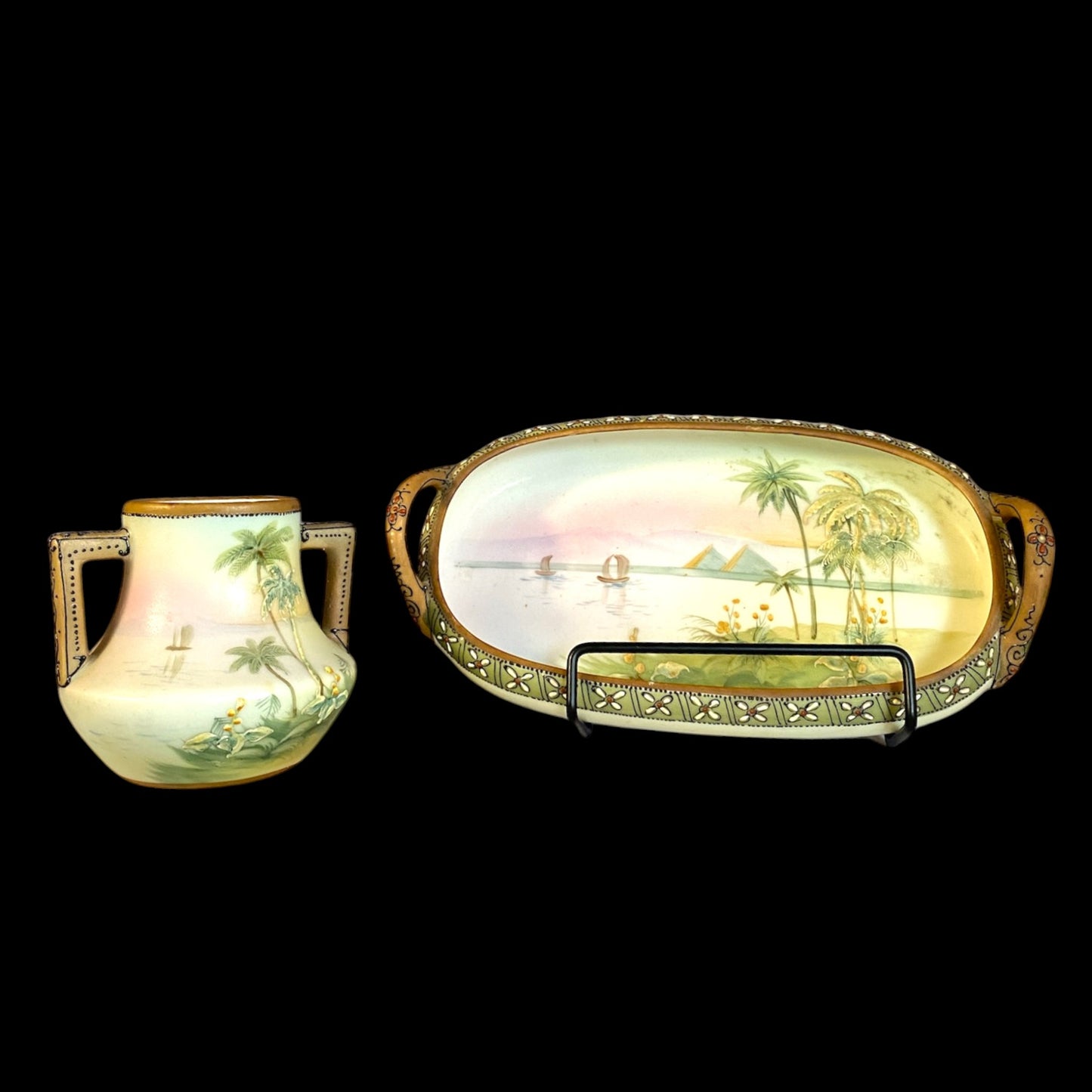 Nippon Vanity Set - Egyptian Scene Hand-Painted