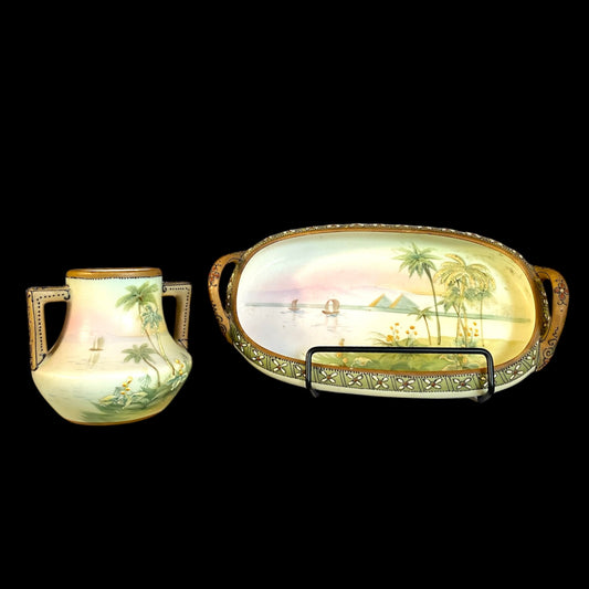 Nippon Vanity Set - Egyptian Scene Hand-Painted