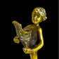 Bronze Statuette of Boy with Basket - Marble Base