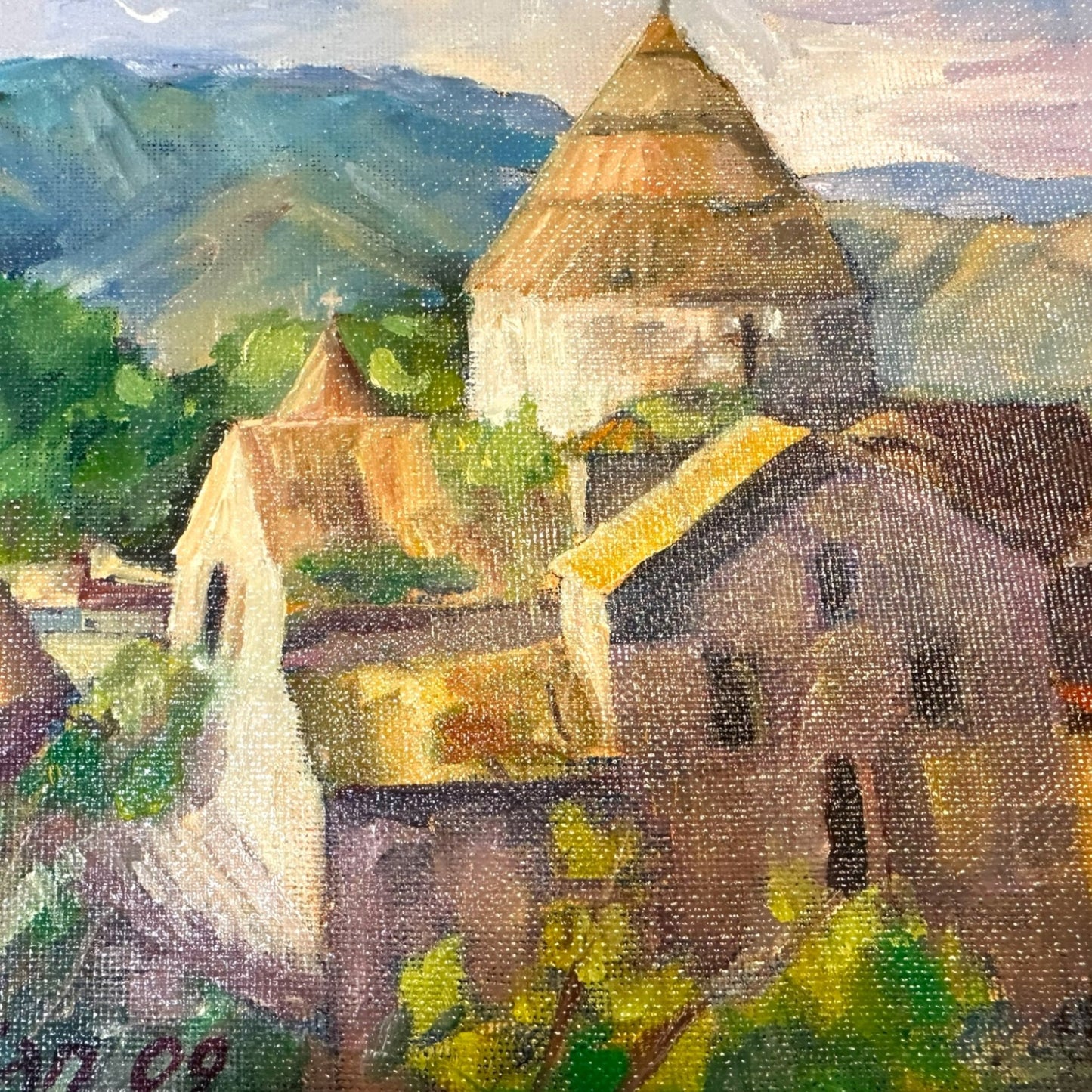 Contemporary Armenian Countryside Oil Painting - Signed E. Tokatlian