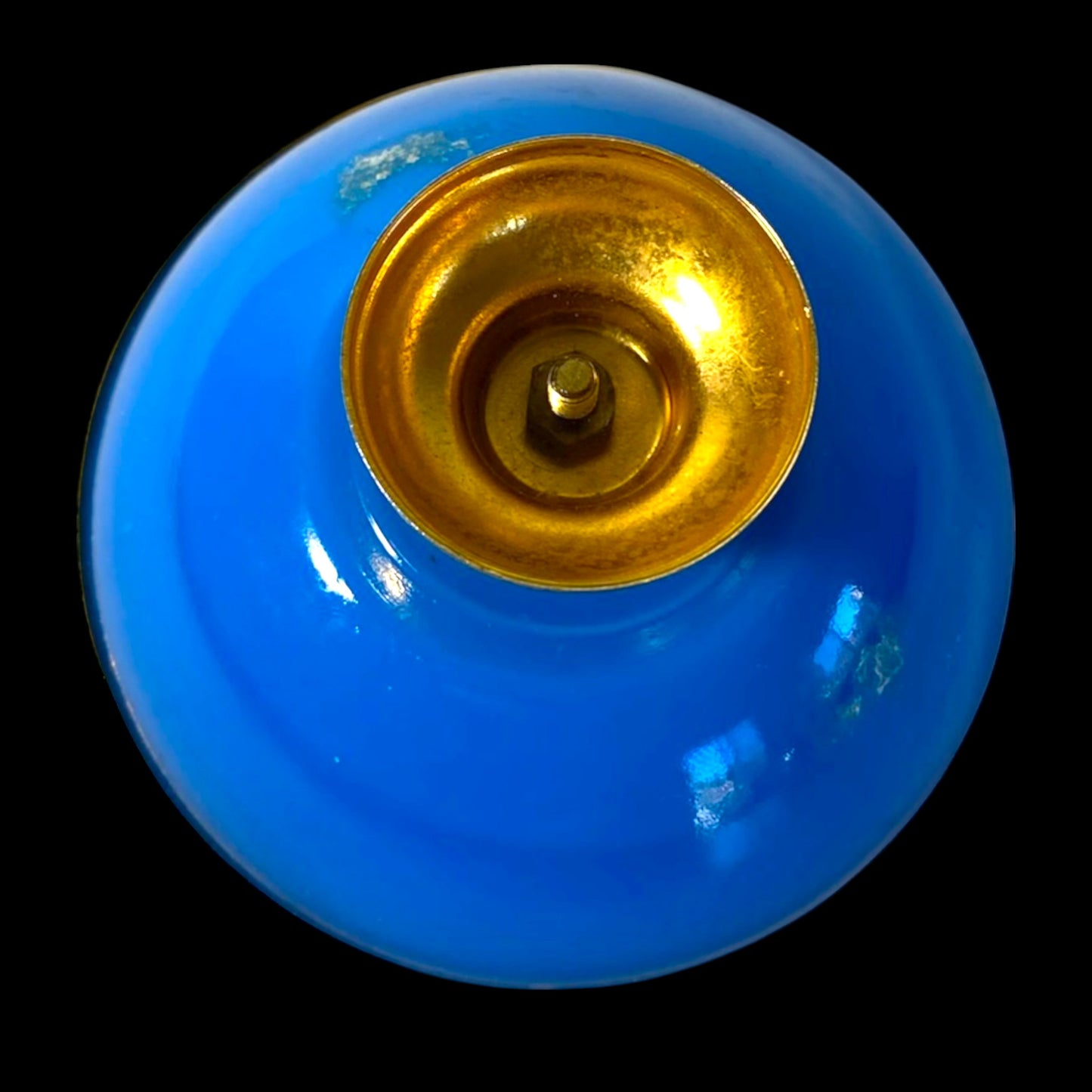 Vintage Italian Opaline Ring Dish with Gilt Bronze Finial
