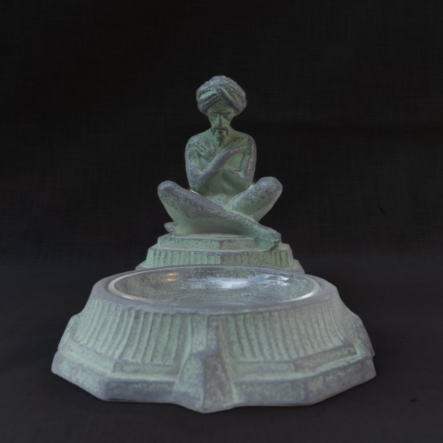 Austrian Cold-Painted Bronze Orientalist Ashtray with Seated Yogi
