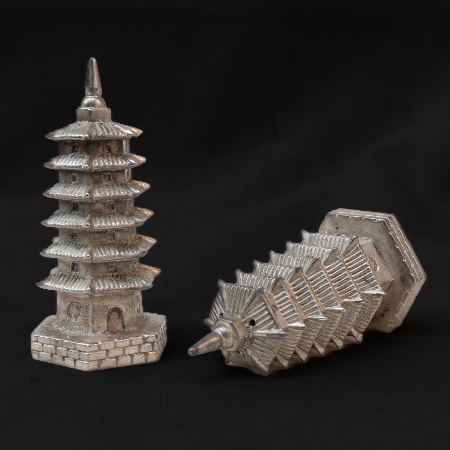 Mid-Century Chinese Pagoda-Form Salt and Pepper Shakers