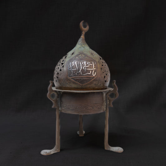 Cairoware Mosque-Form Incense Burner with Crescent Finial