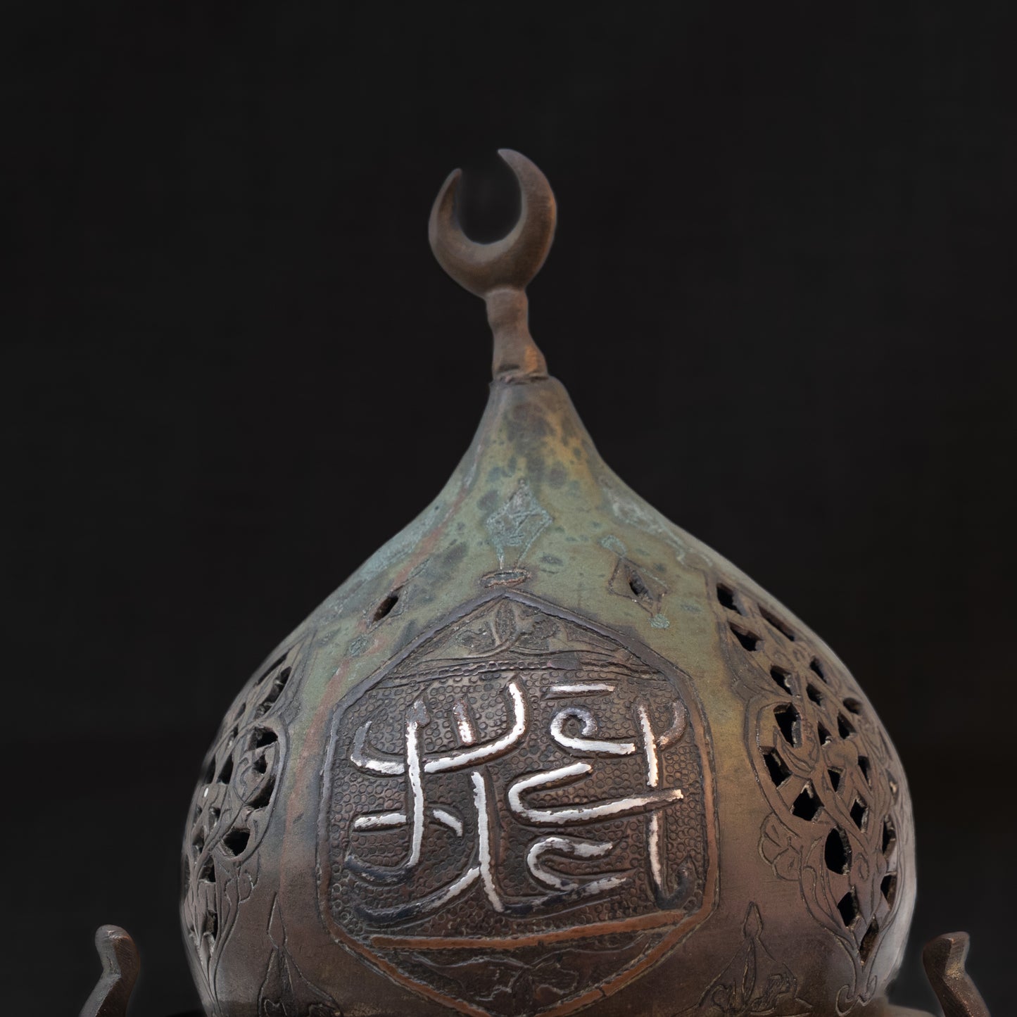 Cairoware Mosque-Form Incense Burner with Crescent Finial