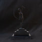 Art Deco Bronze Male Nude with Crescent  on Stepped Base