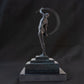Art Deco Bronze Male Nude with Crescent  on Stepped Base