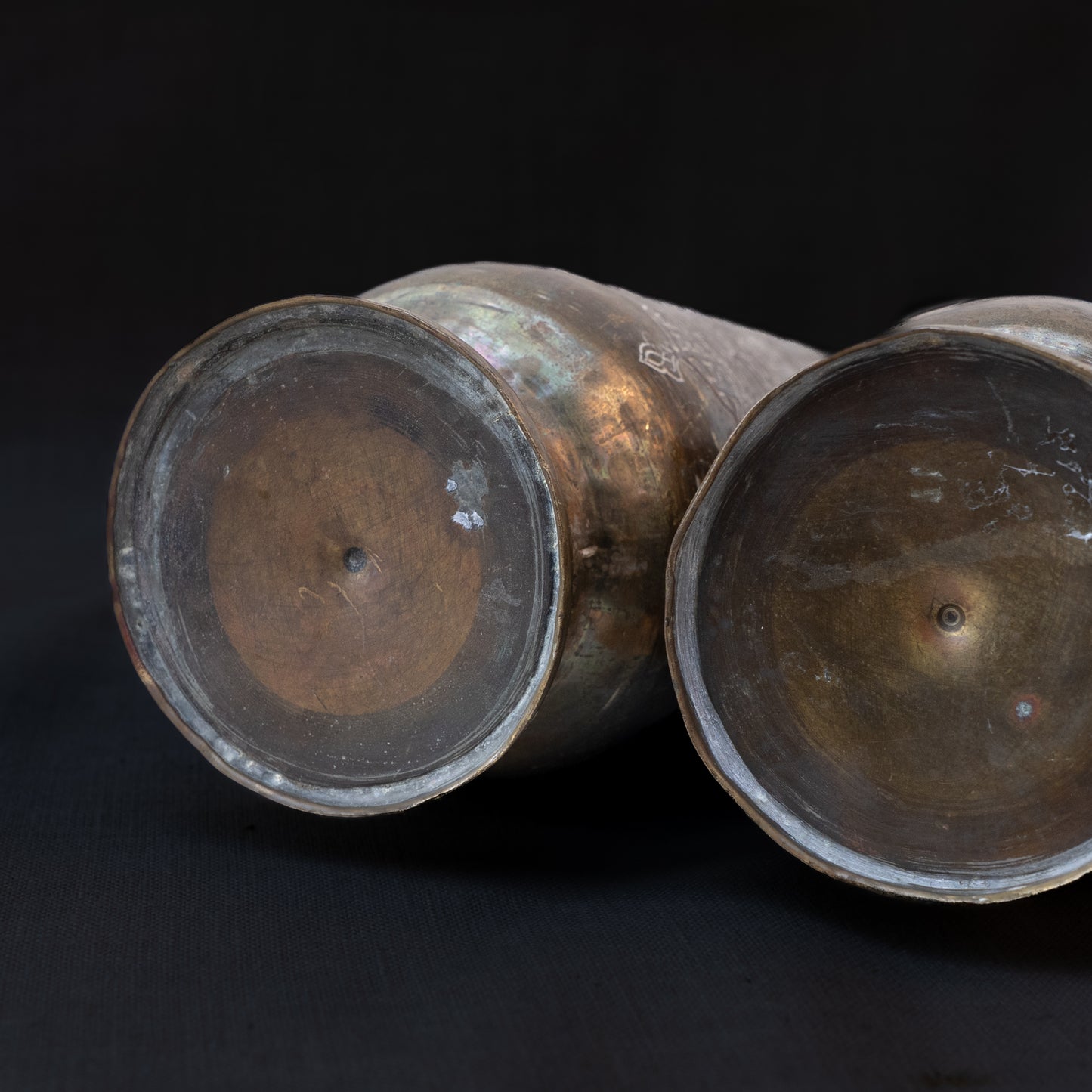 Pair of Egyptian Cairoware Vases with Silver and Copper Inlay