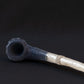 Antique Tibetan Ritual Pipe in Silvered Brass & Clay