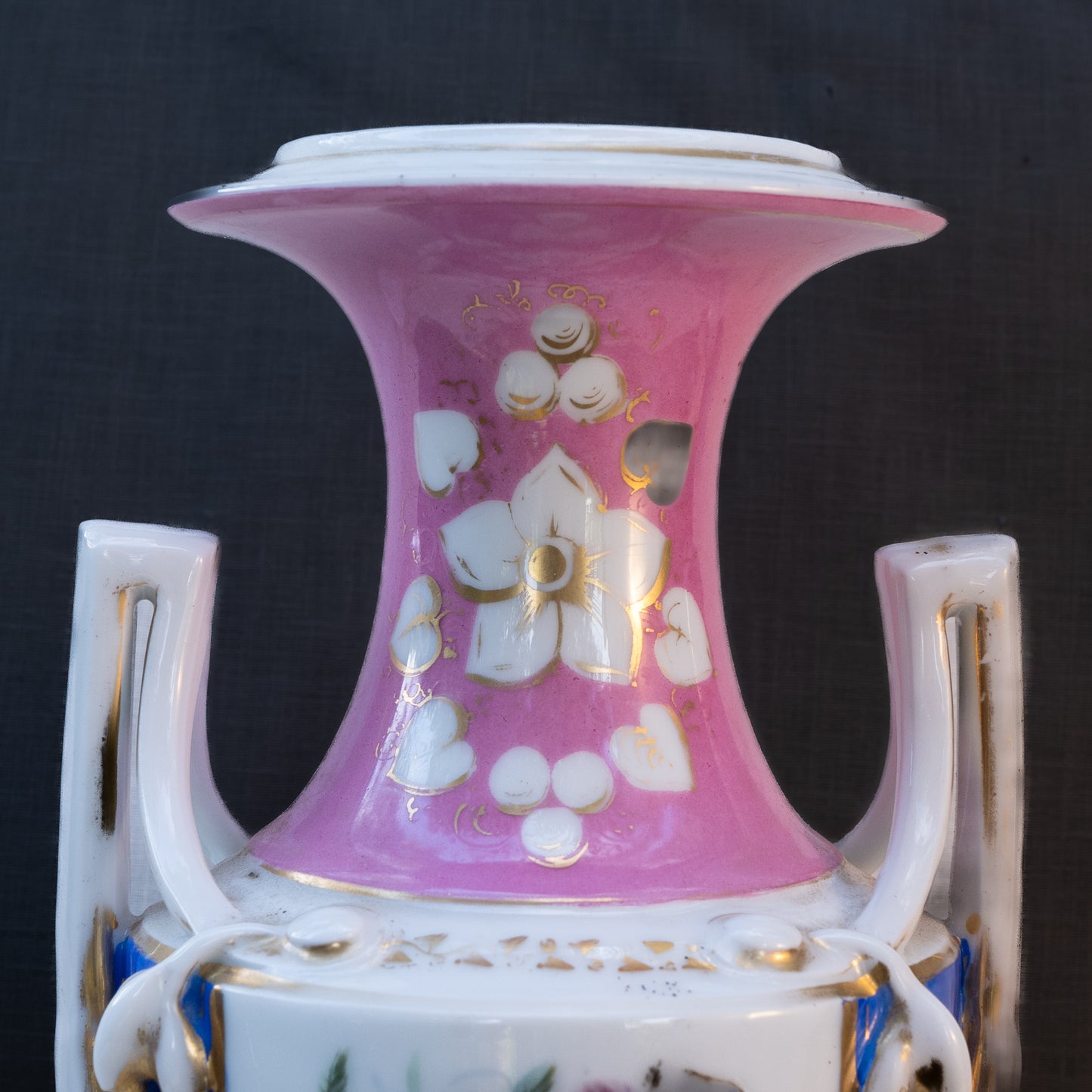 French Pink Floral Porcelain Veilleuse Vase
