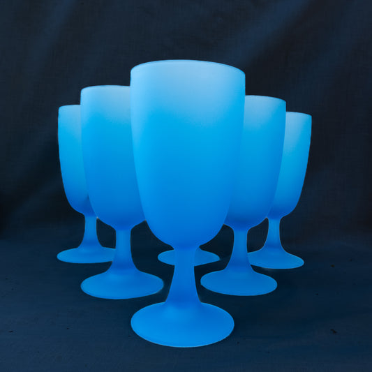 Set of Six Mid-Century Italian Opaline Goblets