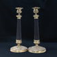 Pair of Empire Revival Gilt and Patinated Bronze Candlesticks