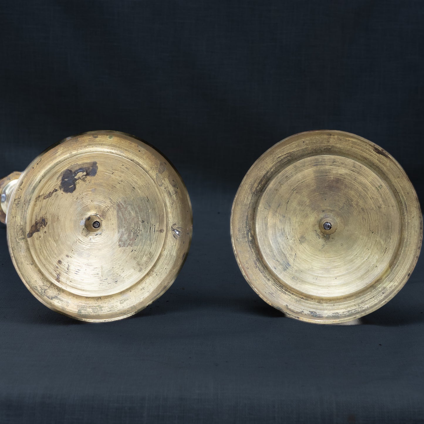 Pair of Empire Revival Gilt and Patinated Bronze Candlesticks