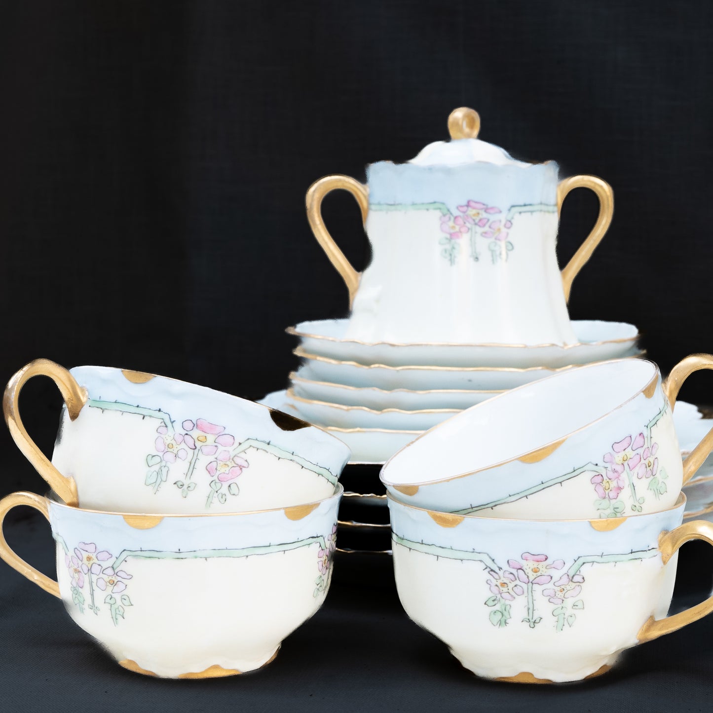 Early 20th-Century French Breakfast Porcelain Service
