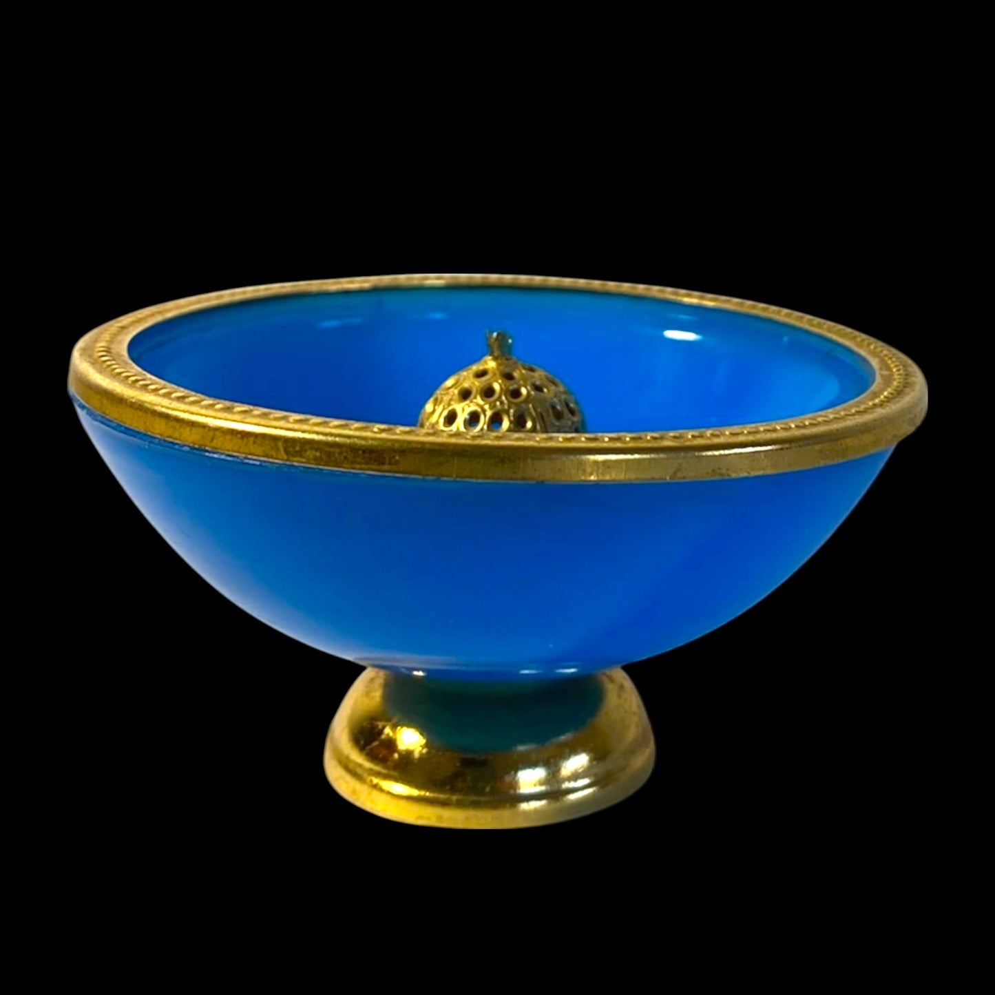 Vintage Italian Opaline Ring Dish with Gilt Bronze Finial