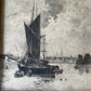 Theophile Chauvel Etching - "Barges near Rouen"