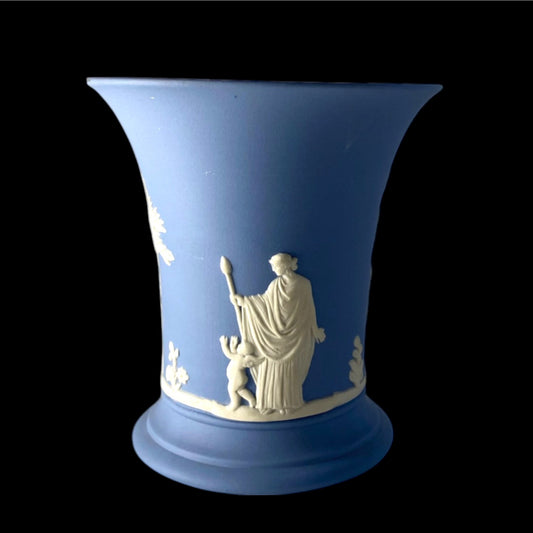 Pair of Vintage Wedgwood Jasperware Blue Urns