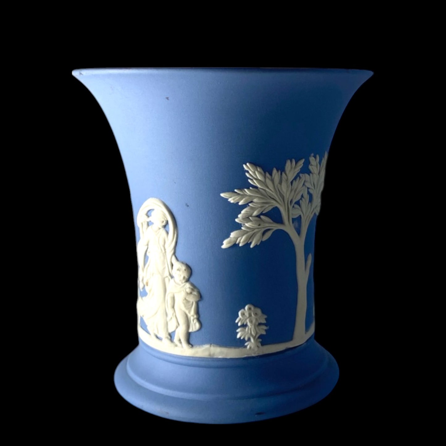 Pair of Vintage Wedgwood Jasperware Blue Urns