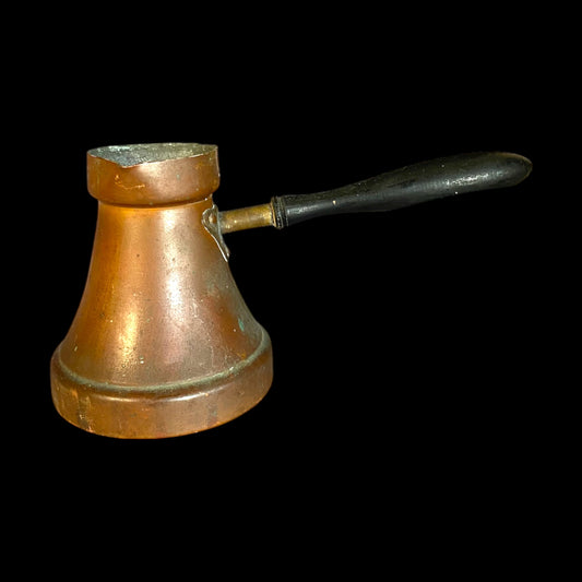 Antique Eastern European Copper Coffee Pot with Wooden Handle