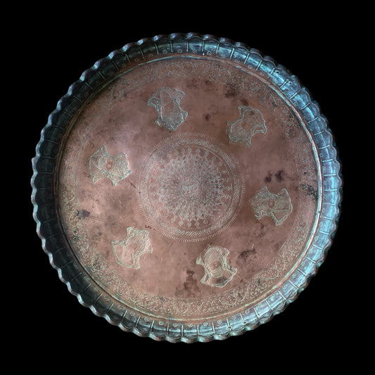 Large Qajar Artifact Tray - Six Royal Figures