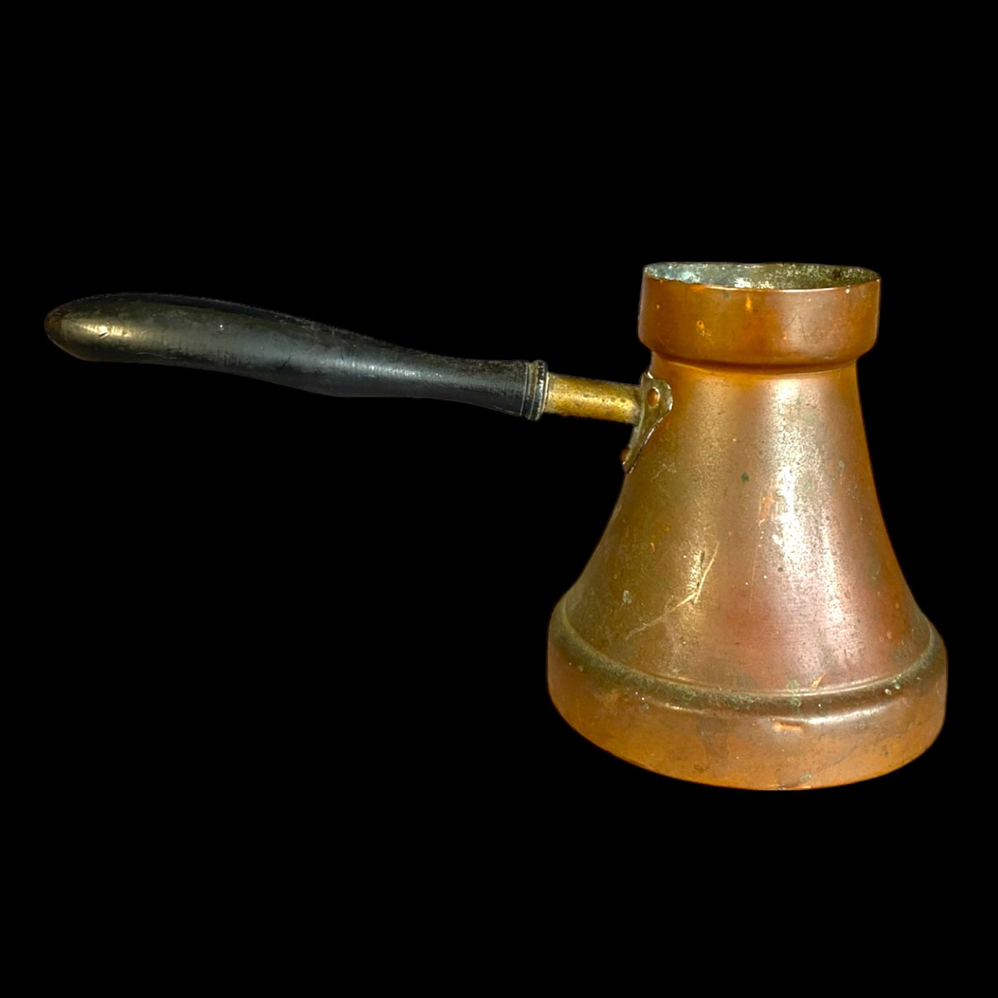 Antique Eastern European Copper Coffee Pot with Wooden Handle