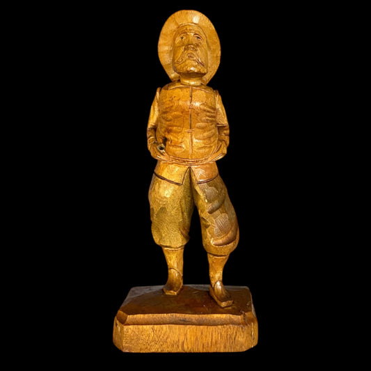 German Folk Art Whittled Man in Hat
